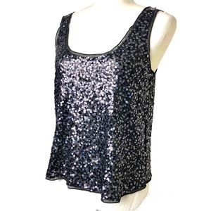 Express Sequin Tank Top Silver Black